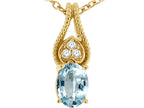 Tommaso Design™ Oval 7x5mm Genuine Aquamarine Pendant Necklace