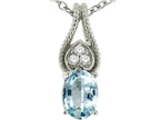 Tommaso Design™ Oval 7x5mm Genuine Aquamarine Pendant Necklace