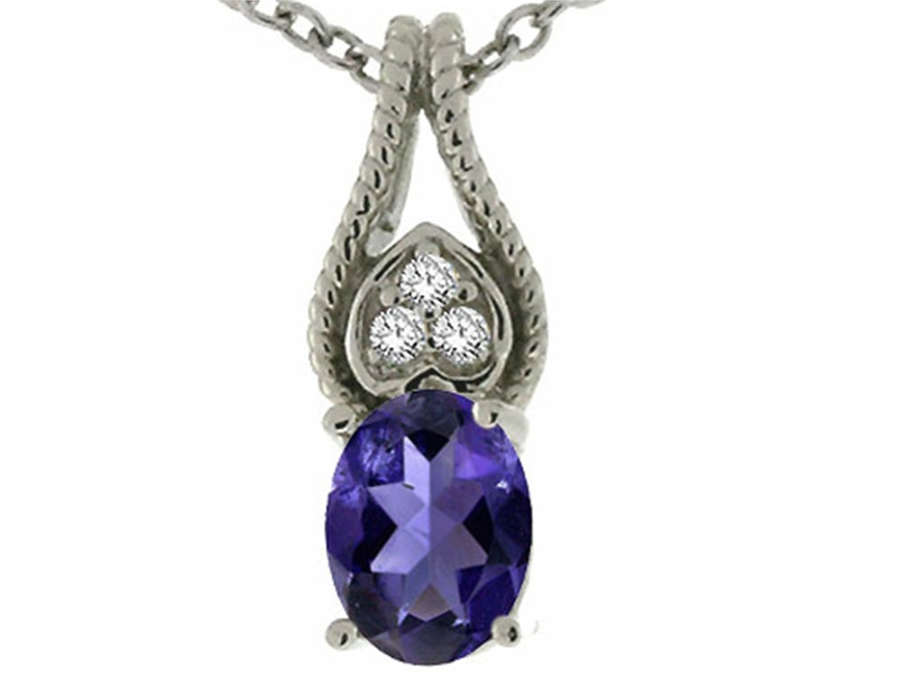 Tommaso Design™ Oval 7x5mm Genuine Iolite Pendant Necklace