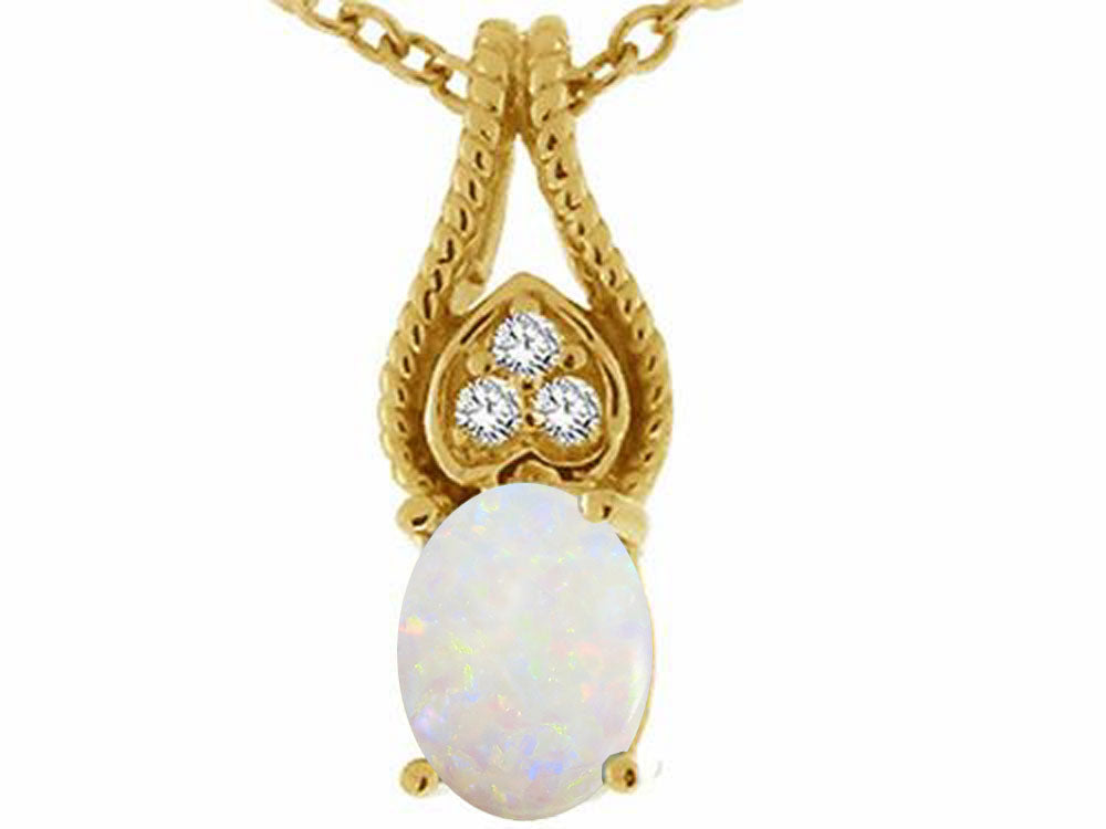 Tommaso Design™ Oval 7x5mm Genuine Opal Pendant Necklace