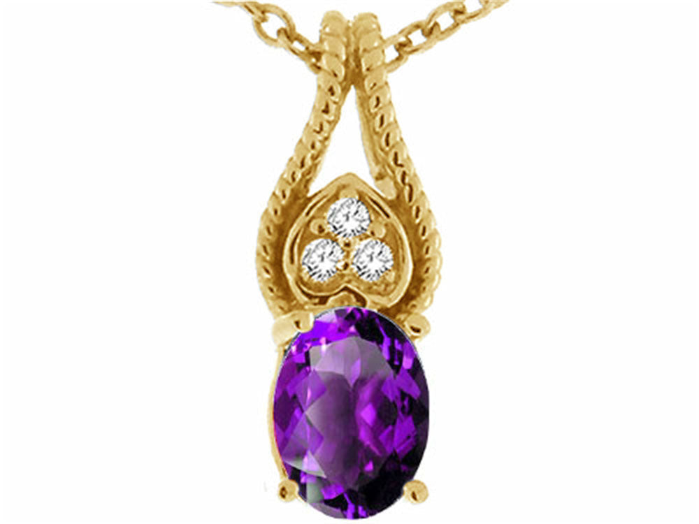 Tommaso Design™ Oval 7x5mm Genuine Amethyst Pendant Necklace