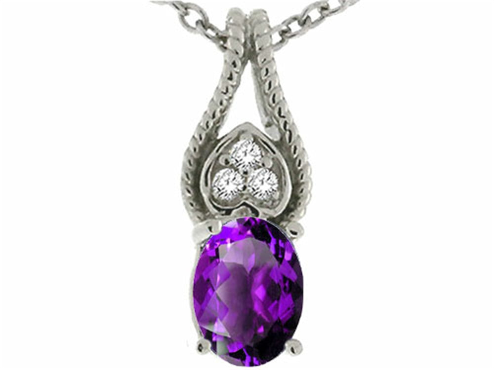 Tommaso Design™ Oval 7x5mm Genuine Amethyst Pendant Necklace