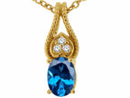 Tommaso Design™ Oval 7x5mm Genuine Blue Topaz Pendant Necklace