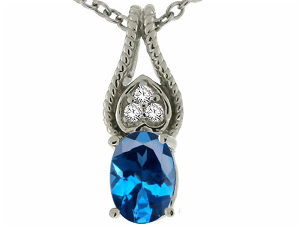 Tommaso Design™ Oval 7x5mm Genuine Blue Topaz Pendant Necklace