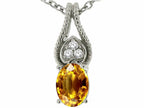Tommaso Design™ Oval 7x5mm Genuine Citrine Pendant Necklace