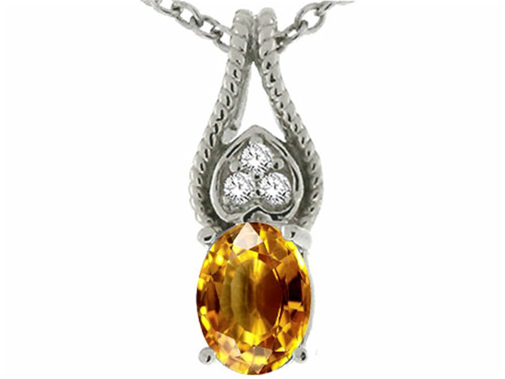 Tommaso Design™ Oval 7x5mm Genuine Citrine Pendant Necklace