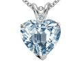 Tommaso Design™ Simulated 8mm. Heart Shape Aquamarine and Genuine Diamond Pendant Necklace