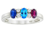 Star K™ 14kt Gold Oval 3 Birthstones 5x3mm Mothers Ring