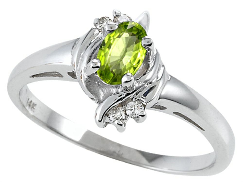 Tommaso Design™ Oval 5x3 mm Genuine Peridot Ring