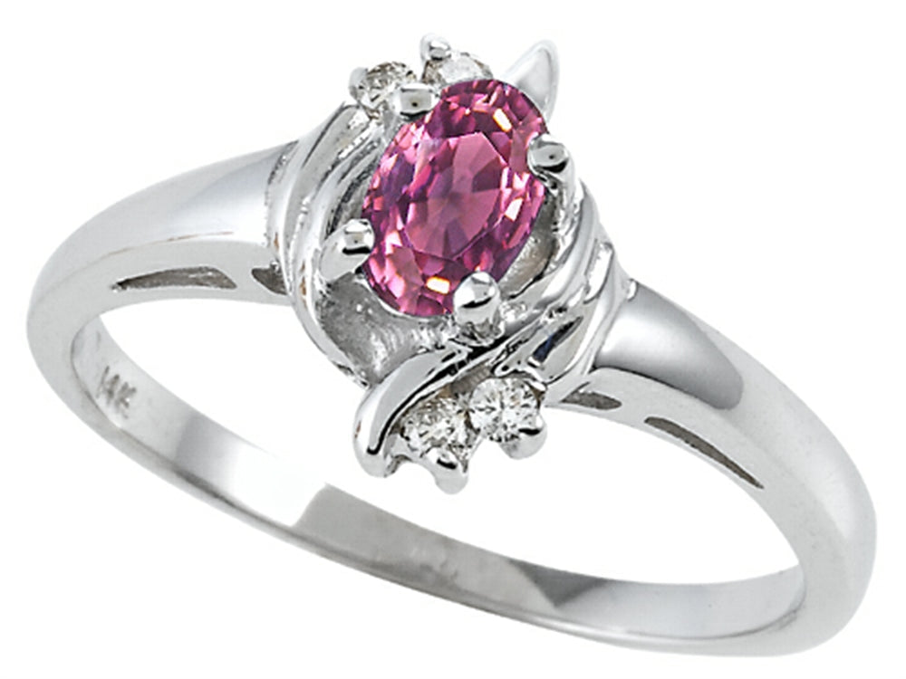 Tommaso Design™ Oval 5x3 mm Genuine Pink Tourmaline Ring