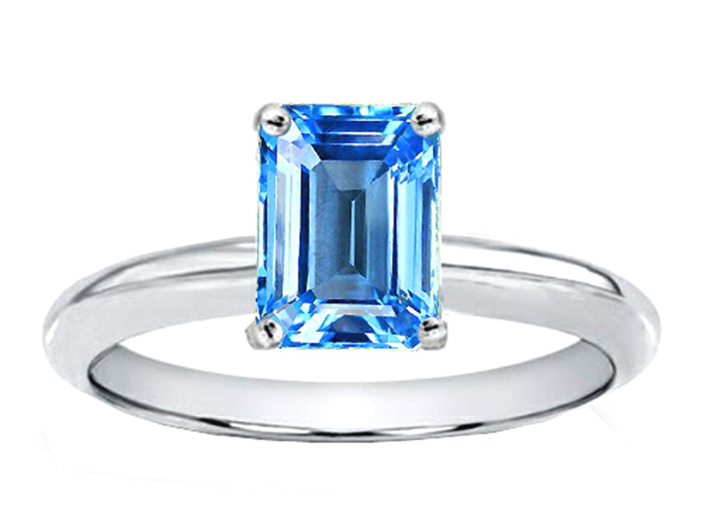 Tommaso Design™ Octagon Cut 8x6mm Genuine Blue Topaz Ring
