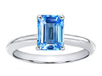 Tommaso Design™ Octagon Cut 8x6mm Genuine Blue Topaz Ring