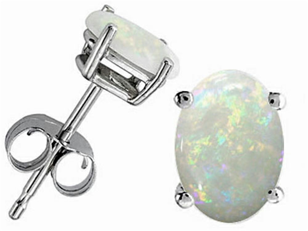 Tommaso Design™ Oval 7x5mm Genuine Opal Earrings Studs