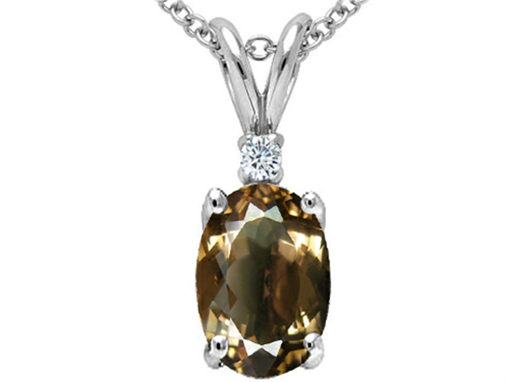 Tommaso Design™ Oval 7x5 mm Genuine Smoky Quartz Pendant Necklace