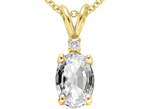 Tommaso Design™ Oval 7x5 mm Genuine White Topaz Pendant Necklace