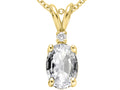 Tommaso Design™ Oval 7x5 mm Genuine White Topaz Pendant Necklace