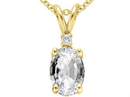 Tommaso Design™ Oval 7x5 mm Genuine White Topaz Pendant Necklace