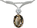 Tommaso Design™ Oval 7x5mm Genuine Smoky Quartz Pendant Necklace
