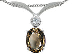 Tommaso Design™ Oval 7x5mm Genuine Smoky Quartz Pendant Necklace