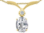 Tommaso Design™ Oval 7x5 mm Genuine White Topaz Pendant Necklace