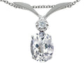 Tommaso Design™ Oval 7x5 mm Genuine White Topaz Pendant Necklace