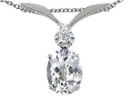 Tommaso Design™ Oval 7x5 mm Genuine White Topaz Pendant Necklace