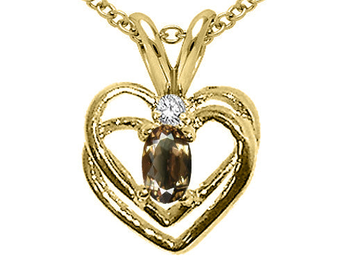 Tommaso Design™ Oval 5x3 mm Genuine Smoky Quartz Heart Pendant Necklace