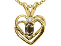 Tommaso Design™ Oval 5x3 mm Genuine Smoky Quartz Heart Pendant Necklace