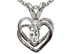 Tommaso Design™ Oval 5x3 mm Genuine White Topaz Heart Pendant Necklace