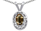 Tommaso Design™ Oval 6x4mm Genuine Smoky Quartz Pendant Necklace