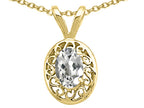 Tommaso Design™ Oval 6x4mm Genuine White Topaz Pendant Necklace