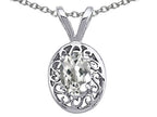 Tommaso Design™ Oval 6x4mm Genuine White Topaz Pendant Necklace