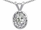 Tommaso Design™ Oval 6x4mm Genuine White Topaz Pendant Necklace