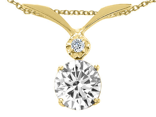 Tommaso Design™ Round 7mm Genuine White Topaz Pendant Necklace
