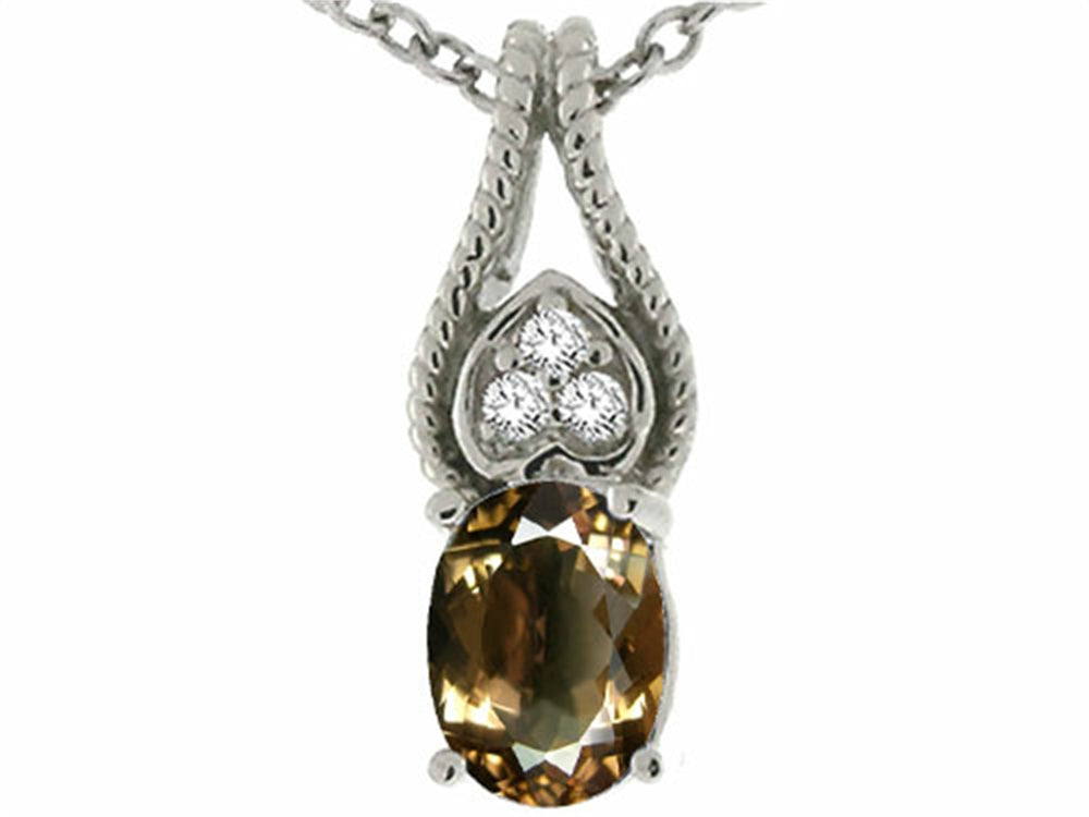 Tommaso Design™ Oval 7x5mm Genuine Smoky Quartz Pendant Necklace