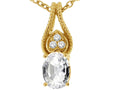 Tommaso Design™ Oval 7x5mm Genuine White Topaz Pendant Necklace