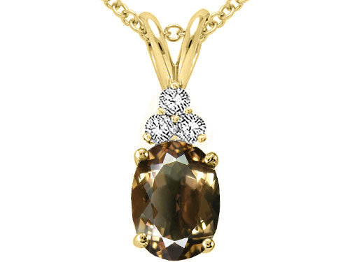 Tommaso Design™ Oval 8x6mm Genuine Smoky Quartz Pendant Necklace