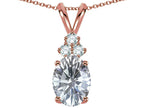 Star K™ Oval 8x6mm Genuine White Topaz Rabbit Ear Pendant Necklace