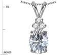 Star K™ Oval 8x6mm Genuine White Topaz Rabbit Ear Pendant Necklace