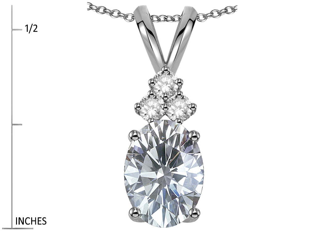 Star K™ Oval 8x6mm Genuine White Topaz Rabbit Ear Pendant Necklace
