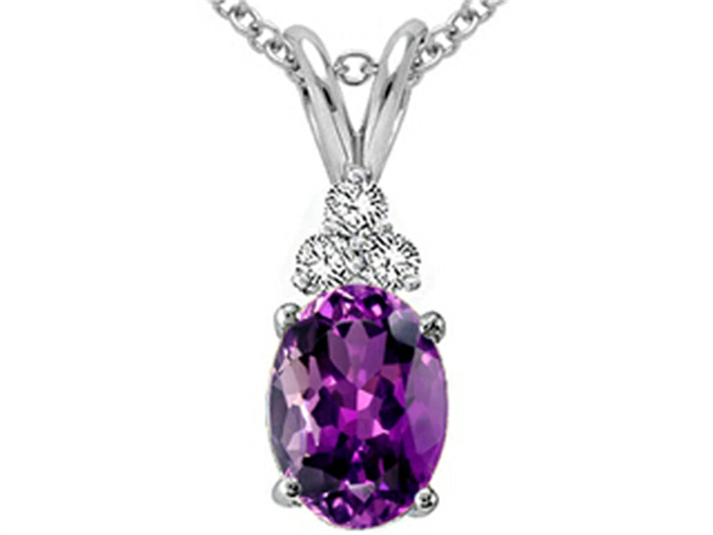 Tommaso Design™ Oval Genuine Amethyst s Pendant Necklace