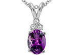 Tommaso Design™ Oval Genuine Amethyst s Pendant Necklace