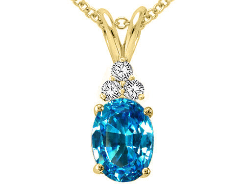 Tommaso Design™ Oval Genuine Blue Topaz Pendant Necklace