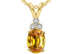 Tommaso Design™ Oval 8x6mm Genuine Citrine Pendant Necklace