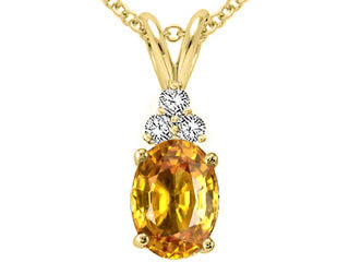Tommaso Design™ Oval 8x6mm Genuine Citrine Pendant Necklace