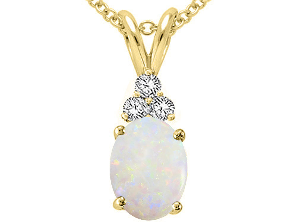Tommaso Design™ Oval 8x6mm Genuine Opal Pendant Necklace