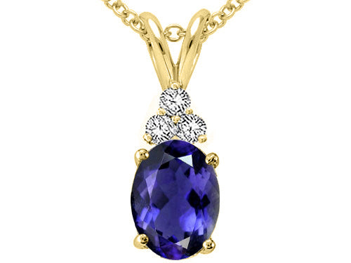 Tommaso Design™ Oval 8x6mm Genuine Iolite Pendant Necklace