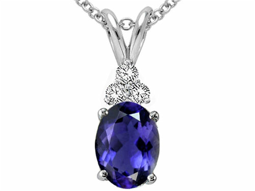 Tommaso Design™ Oval 8x6mm Genuine Iolite Pendant Necklace