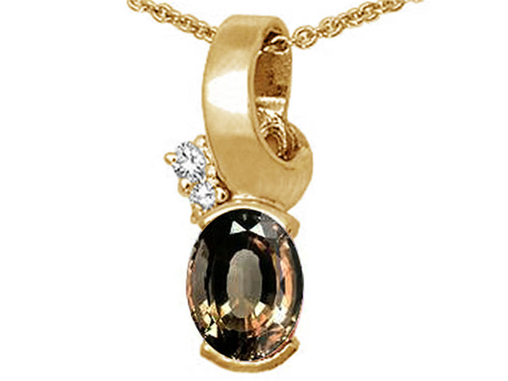Tommaso Design™ Oval 8x6 mm Genuine Smoky Quartz Pendant Necklace