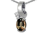 Tommaso Design™ Oval 8x6 mm Genuine Smoky Quartz Pendant Necklace
